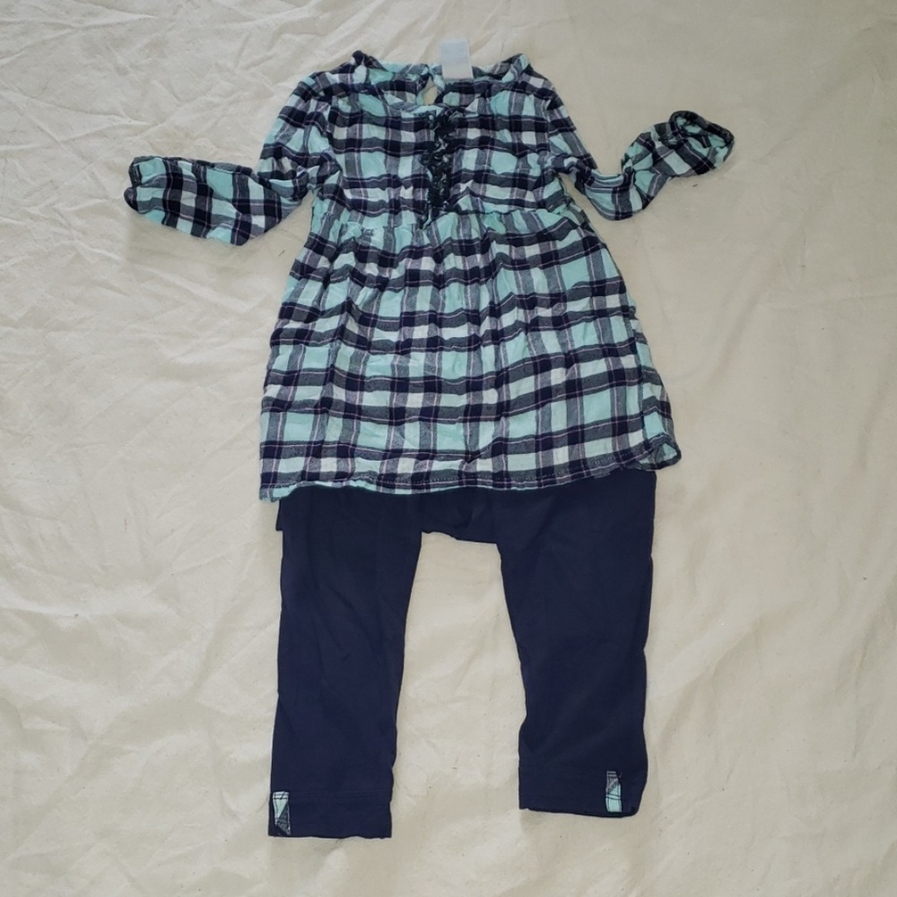 Healthtex plaid shirt with leggings